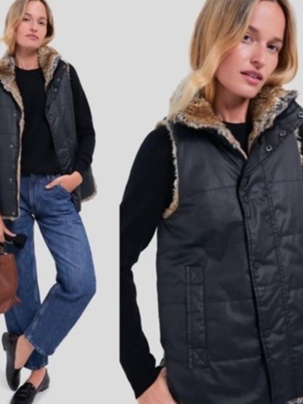 NWT - Tuckernuck Emilia Wax Fur Reversible Vest - Picture 4 of 6